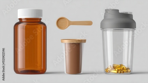 Glass and Plastic Containers with Supplements and Measuring Spoon
