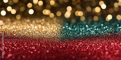 Explore Golden, Teal, and Red Sparkle Background with Festive light Theme