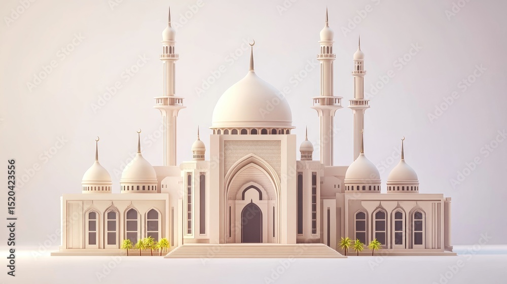 Fototapeta premium 3d illustration exquisite mosque building, for Ramadan Mubarak
