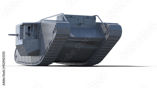 マークIV戦車 Mark IV tank イギリス 第一次世界大戦 WWI クレイレンダリング画像 影付き 透過png	
