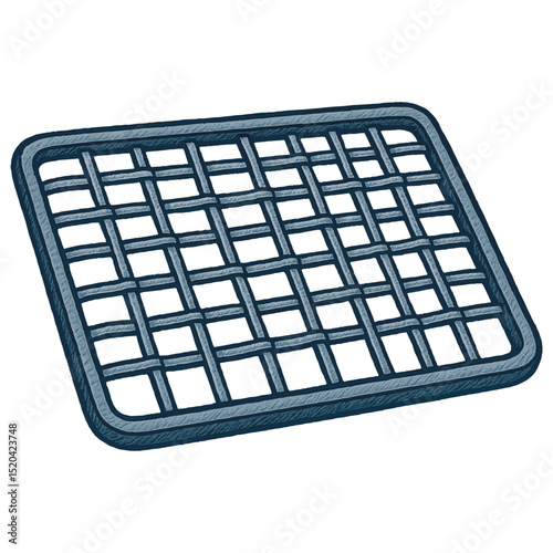 Charcoal Grill Mesh Vector – Square Metal Grate for BBQ, Isolated