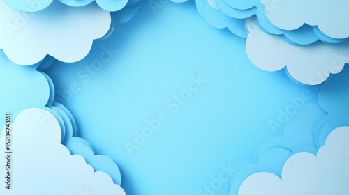 Clouds Frame with Soft Blue Sky Background and Graphic Resource Theme