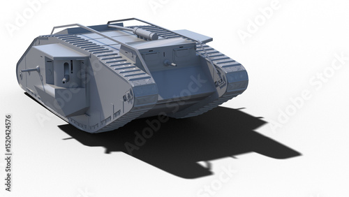マークIV戦車 Mark IV tank イギリス 第一次世界大戦 WWI クレイレンダリング画像 影付き 透過png	
