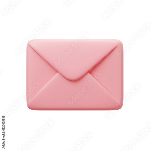 Pink Envelope Illustration Isolated on White Background