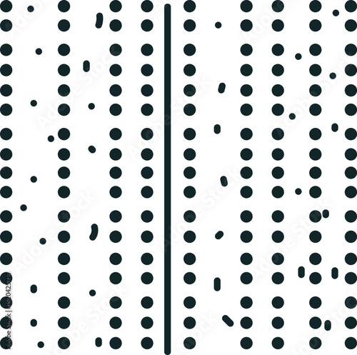 A texture in the form of a cluster of rows of dots, among which are small scattered particles and a large border or line.