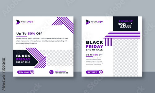 Black Friday Fashion Sale Social Media Post Design Template – Editable Vector Banner for Trendy Clothing Discounts, Seasonal Sales, and Retail Promotions