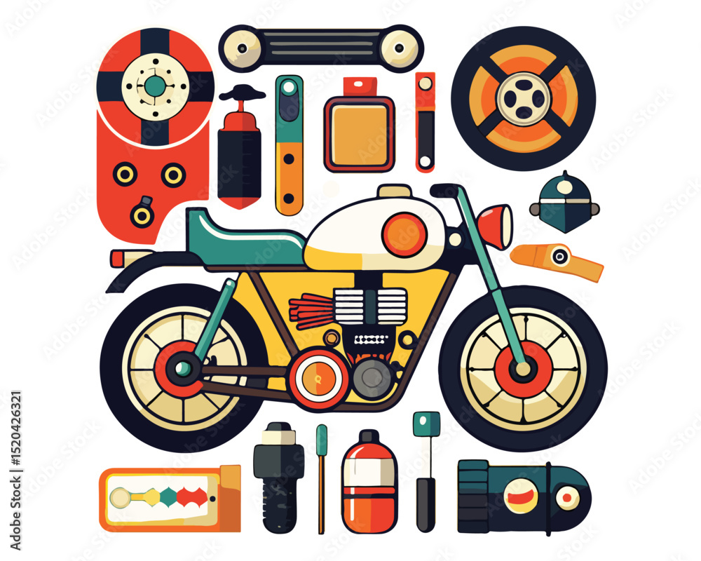 motorcycle elements silhouette vector motorcycle elements silhouette vector
