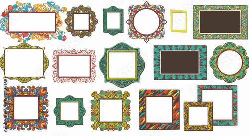 A collection of vintage golden wooden frames with floral designs, perfect for antique photo and art decoration