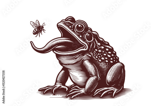 Toad Engraved Hand Drawn Illustration Vector Isolated by AZ for Books, Arts, Design and Decoration Graphic Asset
