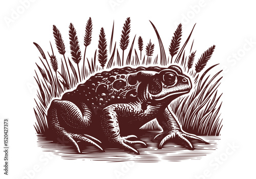 Toad Engraved Hand Drawn Illustration Vector Isolated by AZ for Books, Arts, Design and Decoration Graphic Asset