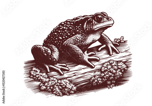Toad Engraved Hand Drawn Illustration Vector Isolated by AZ for Books, Arts, Design and Decoration Graphic Asset