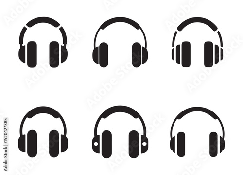 Classic Headphone Icon Set: Audio Accessory Symbol for Music, Sound, and Communication

