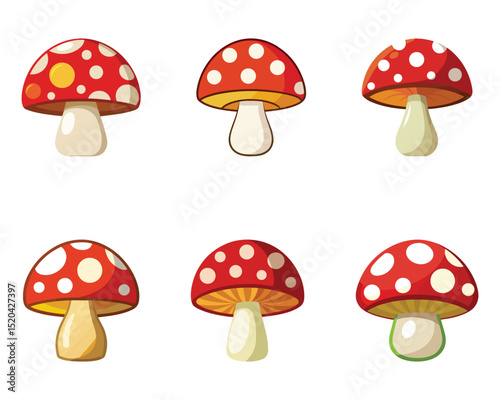 Mushroom silhouettes set, fungi pack of vector silhouette design, isolated background