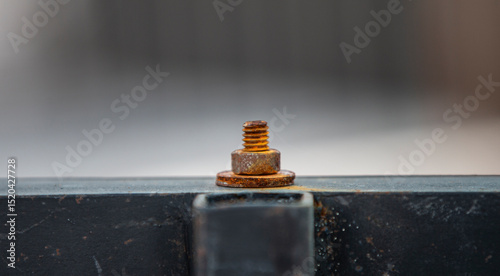 close up of old bolt and nut