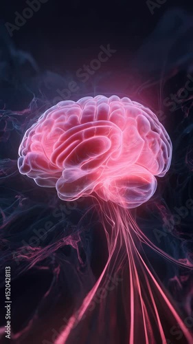 Glowing Human Brain with Neural Connections and Energy Flow, Representing Intelligence and Brainpower on a Dark Background