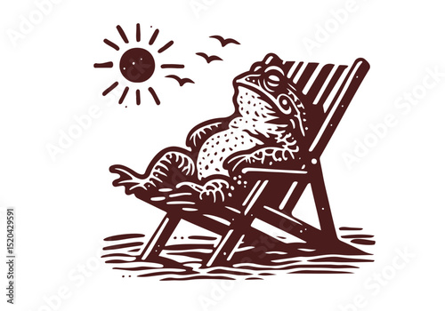 Toad Hand Drawn Natural Illustration Stylized as Linocut Vector Isolated by AZ for Books, Arts, Design and Decoration Graphic Asset