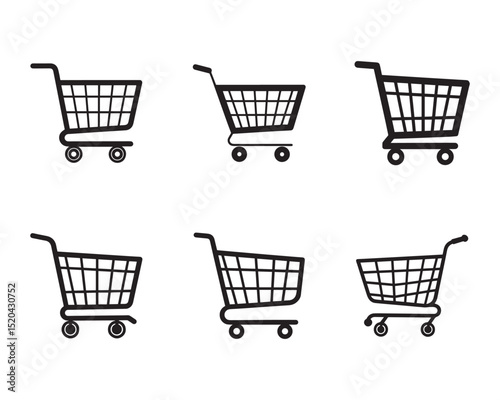 Shopping cart icon set, Full and empty shopping cart symbol, shop and sale, vector illustration
