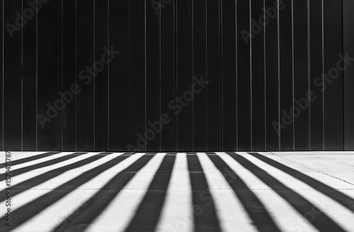 Vertical black panels cast stark, parallel shadows on a light-colored ground, creating a graphic, minimalist scene
