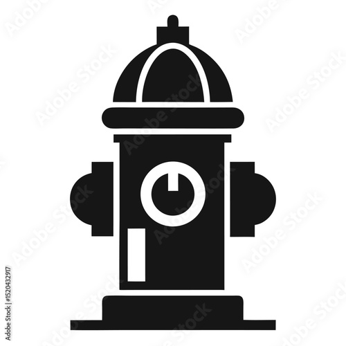 Black and white silhouette of a fire hydrant design for public safety and emergency