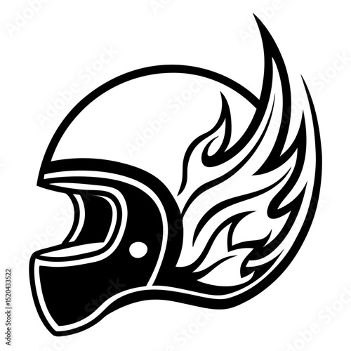 Flaming Helmet Vector – Clean White Background