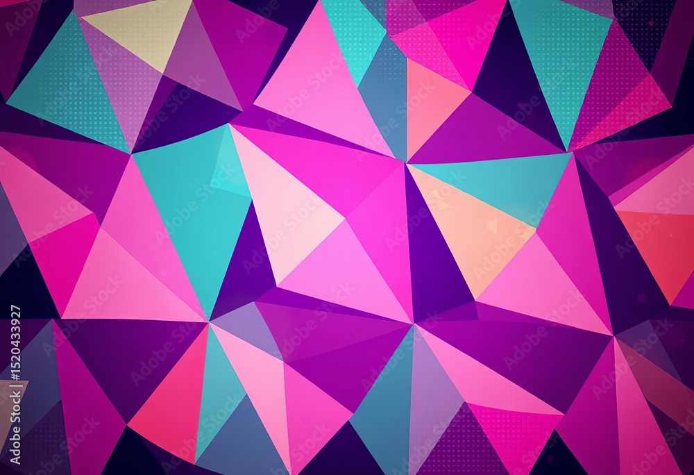 Obraz premium Abstract geometric triangle pattern, retro tech style, halftone effect, minimal design, modern, digital