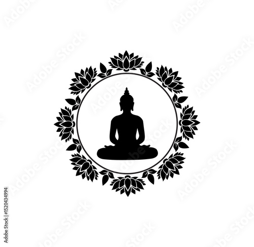 vector illustration of a silhouette of a buddha