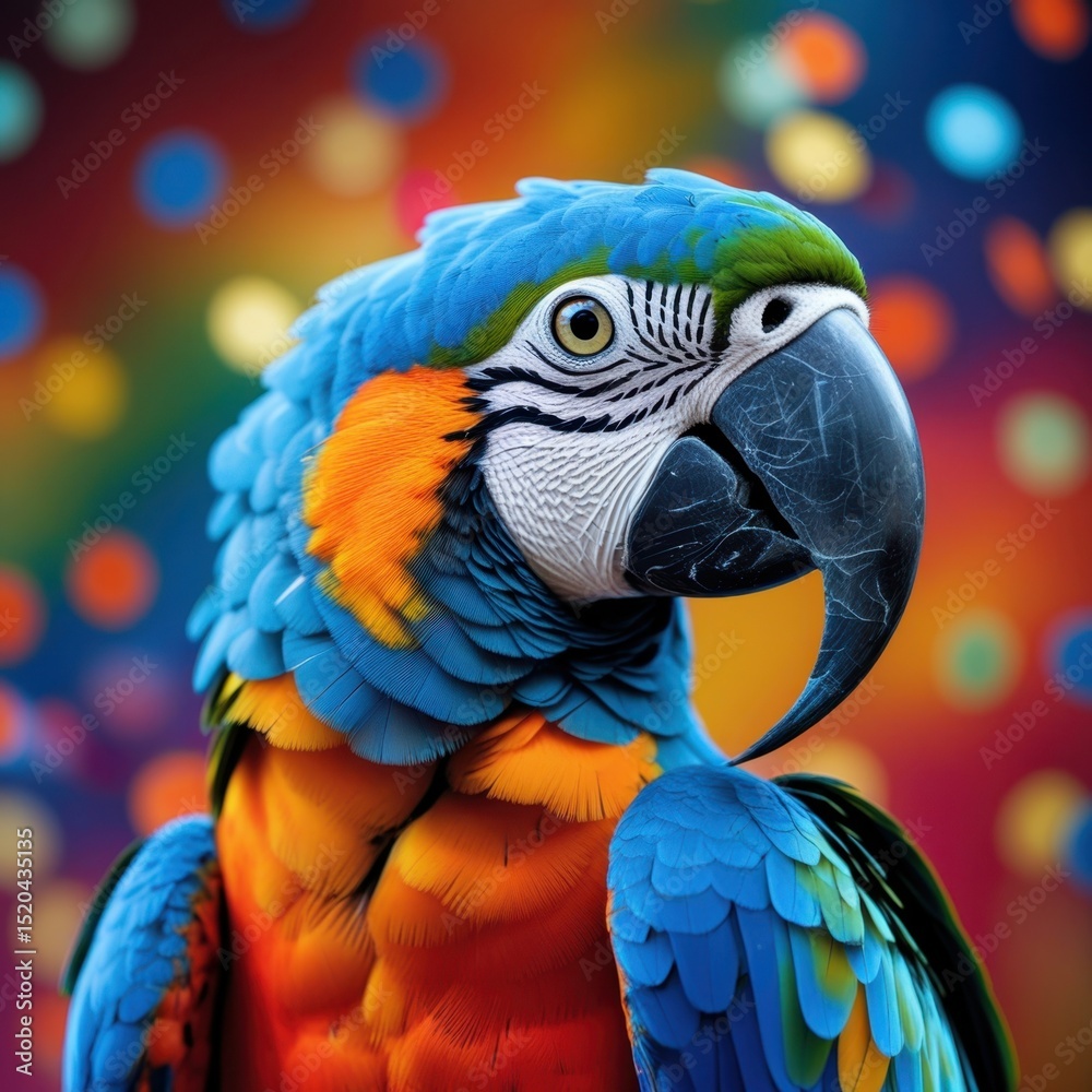 Fototapeta premium vibrant tropical parrot with bright blue and yellow beak