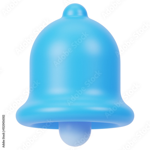 blue bell on white background 3d render icon isolated on transparent white background 