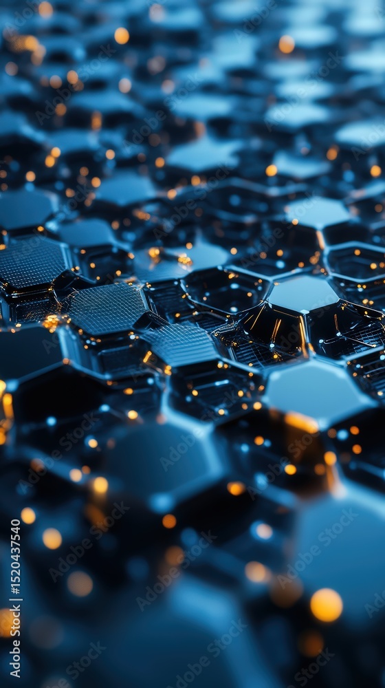 Obraz premium Abstract hexagonal mosaic pattern with soft light reflections and dark accents