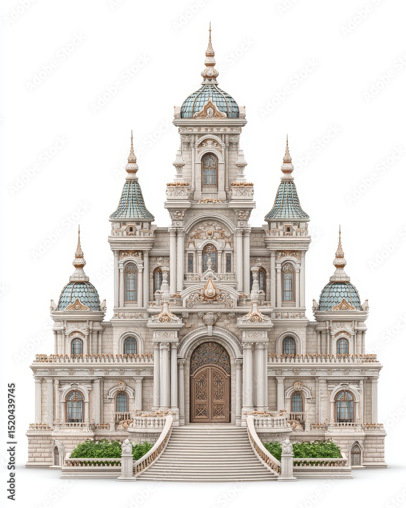 Fototapeta premium Grand Ivory Castle with Multiple Towers and Intricate Details