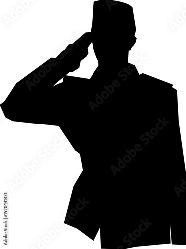 Solid Silhouette Saluting Figure