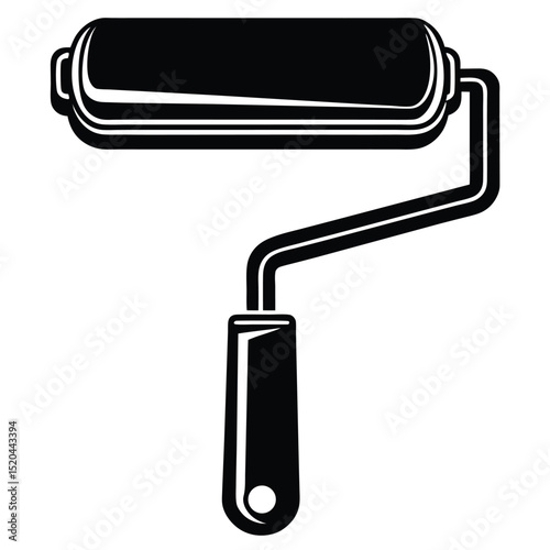 Black and white paint roller icon design illustration for home renovation and diy concepts.