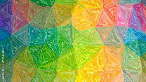 Colorful abstract painting with triangle brushstrokes; gradient