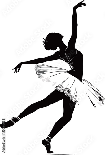 Graceful silhouette of a female ballerina dancing elegantly in a tutu.