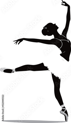 Elegant silhouette of a female ballet dancer in mid-performance.