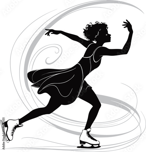 Elegant female figure skater in motion, showcasing grace and athleticism.