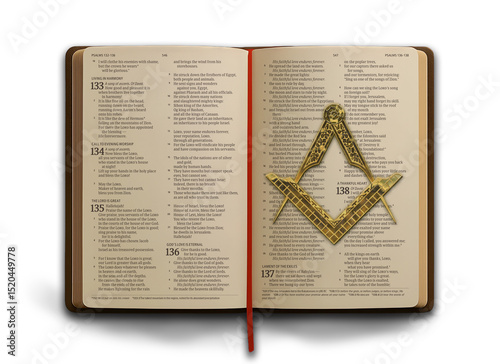 Entered Apprentice Masonic Bible Layout - Square, Compasses, Psalms 133 (PNG Transparent)