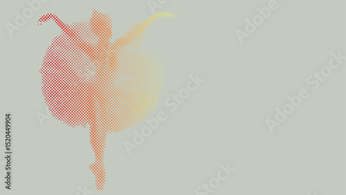 Halftone vector pattern of a ballet dancer performing isolated on pastel background