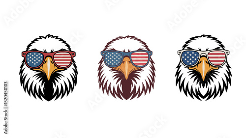 Patriotic Eagle in Sunglasses Perfect for Fourth of July Designs