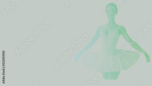 Halftone vector pattern of a ballet dancer performing isolated on pastel background