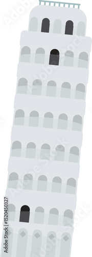 シンプルなピサの斜塔の素材イラスト　Illustration of a simple leaning tower of pisa