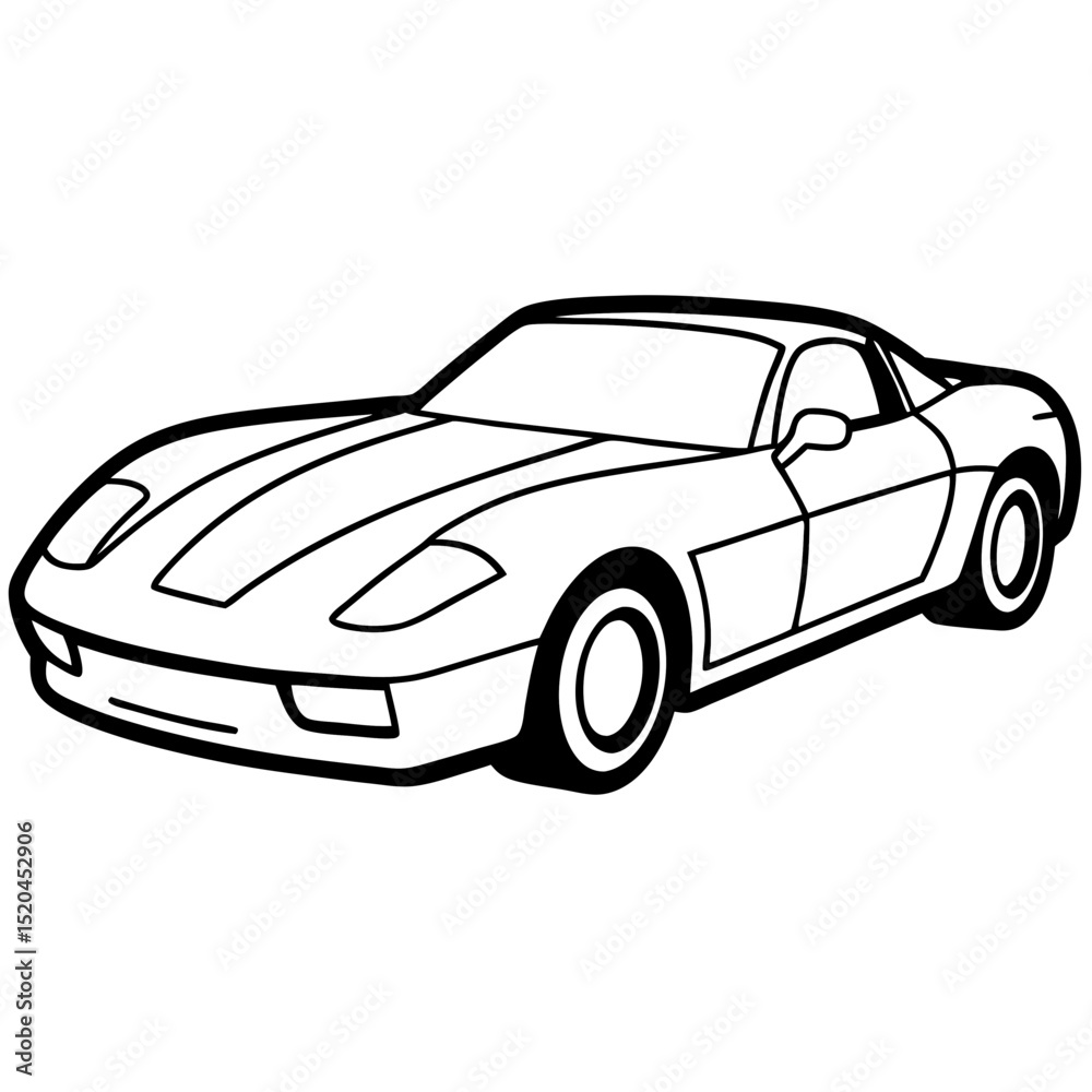 Fototapeta premium Minimalist Corvette Vector on White