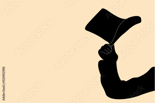 Silhouette of hand holding hat concept. Icon of people action gantle on public. Vector illustration.