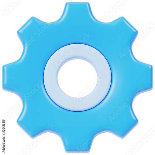 gears on white background 3d render icon isolated on transparent white background 