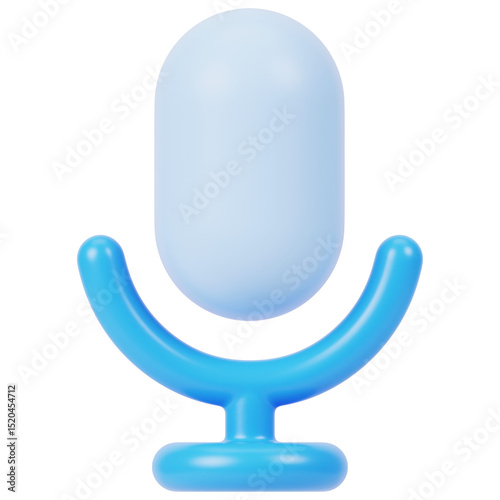 microphone on white background 3d render icon isolated on transparent white background 