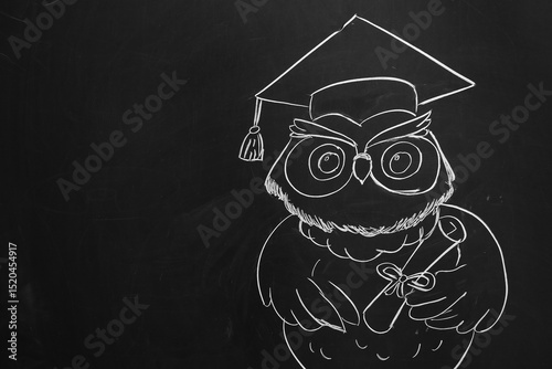 Drawn owl with graduation h...