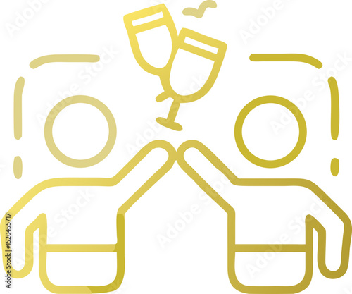Minimalist icon of two people celebrating with glasses for partnership and celebration design