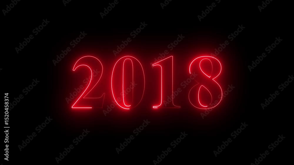Abstract Glowing neon number 2018. Educational mathematics 2018 animation on black background. 4k motion graphics animation.