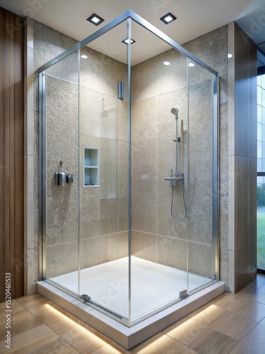 Modern Bathroom Shower Area With Glass Doors