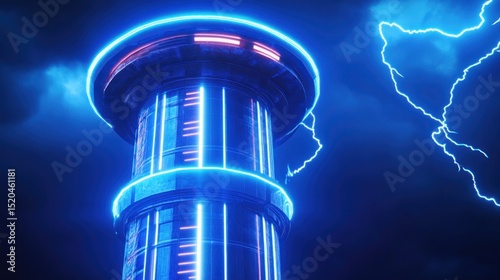 Futuristic glowing tower